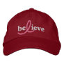 ($21.95) Believe Breast Cancer Ribbon Hat Embroidered Baseball Cap