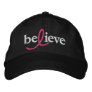 ($21.95) Believe Breast Cancer Ribbon Hat Embroidered Hats