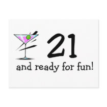21 And Ready For Fun Martini Postcard