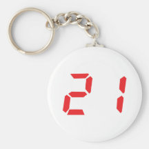 21 twenty-one red alarm clock digital number key chains