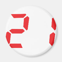 21 twenty-one red alarm clock digital number fridge magnet