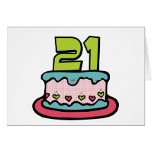 21 Year Old Birthday Cake Cards