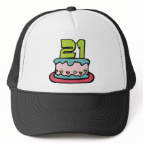 21 Year Old Birthday Cake Trucker Hats