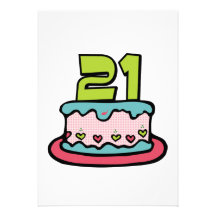 21 Year Old Birthday Cake Personalized Announcement