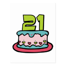 21 Year Old Birthday Cake Post Cards