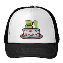 21 Year Old Birthday Cake Trucker Hats