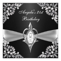 21ème Arc argenté noir royal de bijou de fête d'an Invitation Personnalisée