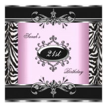 21ème Argent rose blanc de noir de zèbre d'anniver Faire-parts