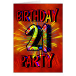 21ème Invitation de fête d'anniversaire Cartes
