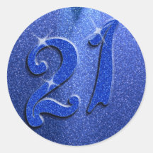 21èmes autocollants scintillants bleus de fête d'a