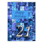 21st Birthday card with abstract squares.
