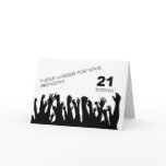 21st Birthday card with cheering waving crowds.