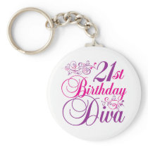 21st Birthday Diva Keychains