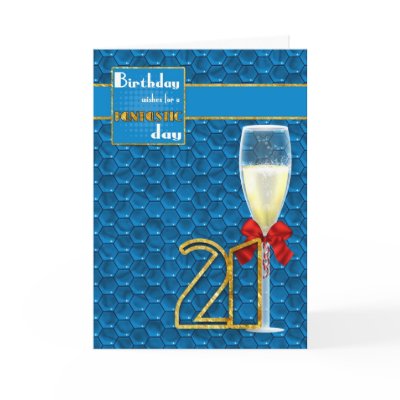 21st Birthday - Geometric Birthday Card Champagne by moonlake
