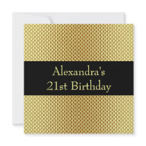 21st Birthday Glam Gold Metal Glitter Event 2 Custom Invites