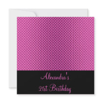 21st Birthday Glam Hot Pink Metal Glitter Event Personalized Announcement