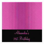 21st Birthday Glam Hot Pink Metal Glitter Event Personalized Announcement