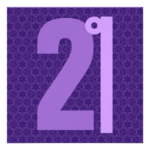 21st Birthday Huge Numbers Purple W1127 Custom Invite