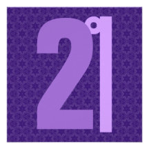 21st Birthday Huge Numbers Purple W955 Personalized Invites