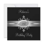 21st Birthday Party Black Silver Personalized Announcement