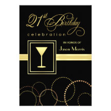 21st Birthday Party Elegant Champagne Invitations