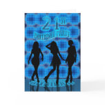 21st Birthday Party Invitation, Blue Neon With Dan Cards