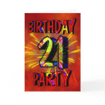 21st Birthday Party Invitation Greeting Card