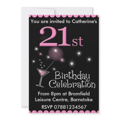 21st Birthday Party Invitation - Cocktail Glass by stylishdesigns
