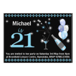 21st Birthday Party Invitations - Black & Blue