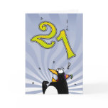 21st Birthday - Penguin Surprise Card