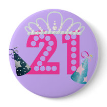 21st Birthday Purple Princess Buttons