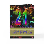 21st Birthday with rainbow bubbles and fireworks Card