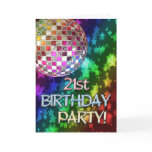 21stinvitation with disco ball and rainbow stars cards