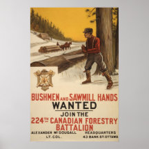 224th Canadian Forestry battalion 1915 Poster