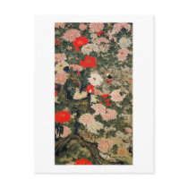 22. 牡丹小禽図, 若冲 Peonies & Small Birds, Jakuchū Post Card