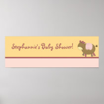 22.5"x7.5" Personalized Banner Abby's Farm Pink Print