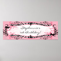 22.5"x7.5" Personalized Banner Butterfly Zebra