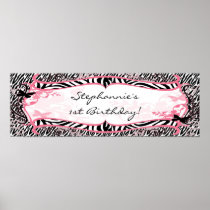 22.5"x7.5" Personalized Banner Butterfly Zebra