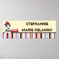 22.5"x7.5" Personalized Banner Nojo Fire Engine Print
