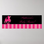 22.5"x7.5" Personalized Banner Pink Poodle Paris