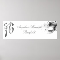 22.5"x7.5" Personalized Banner Sweet 16 si;ver