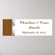 22.5"x7.5" Personalized Wooden Plank Floral Weddin Print