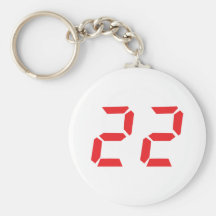 22 twenty-two red alarm clock digital number key chains