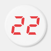 22 twenty-two red alarm clock digital number magnets