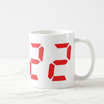 22 twenty-two red alarm clock digital number coffee mugs
