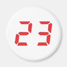 23 twenty-three red alarm clock digital number refrigerator magnets