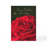 23rd Birthday Card with a classic red rose
