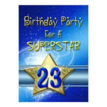 23rd Birthday party Invitation for a Superstar.