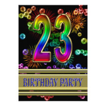 23rd Birthday party Invitation with bubbles