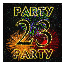 23rd birthday party invitation with fireworks